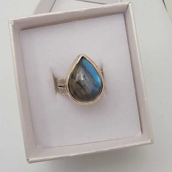 Labrodorite Gemstone Sterling Silver Ring Size 6.5 - Picture 4 of 4
